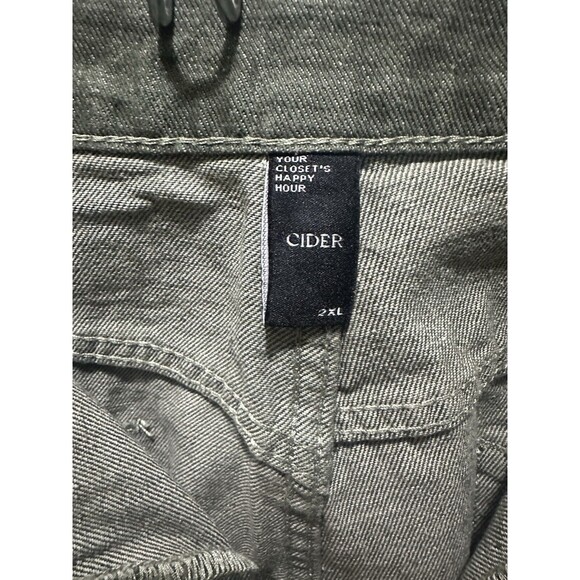 Cider Jeans Women’s Size 2XL Black & Green Denim Wide Leg Work Pants Distressed - Picture 3 of 7